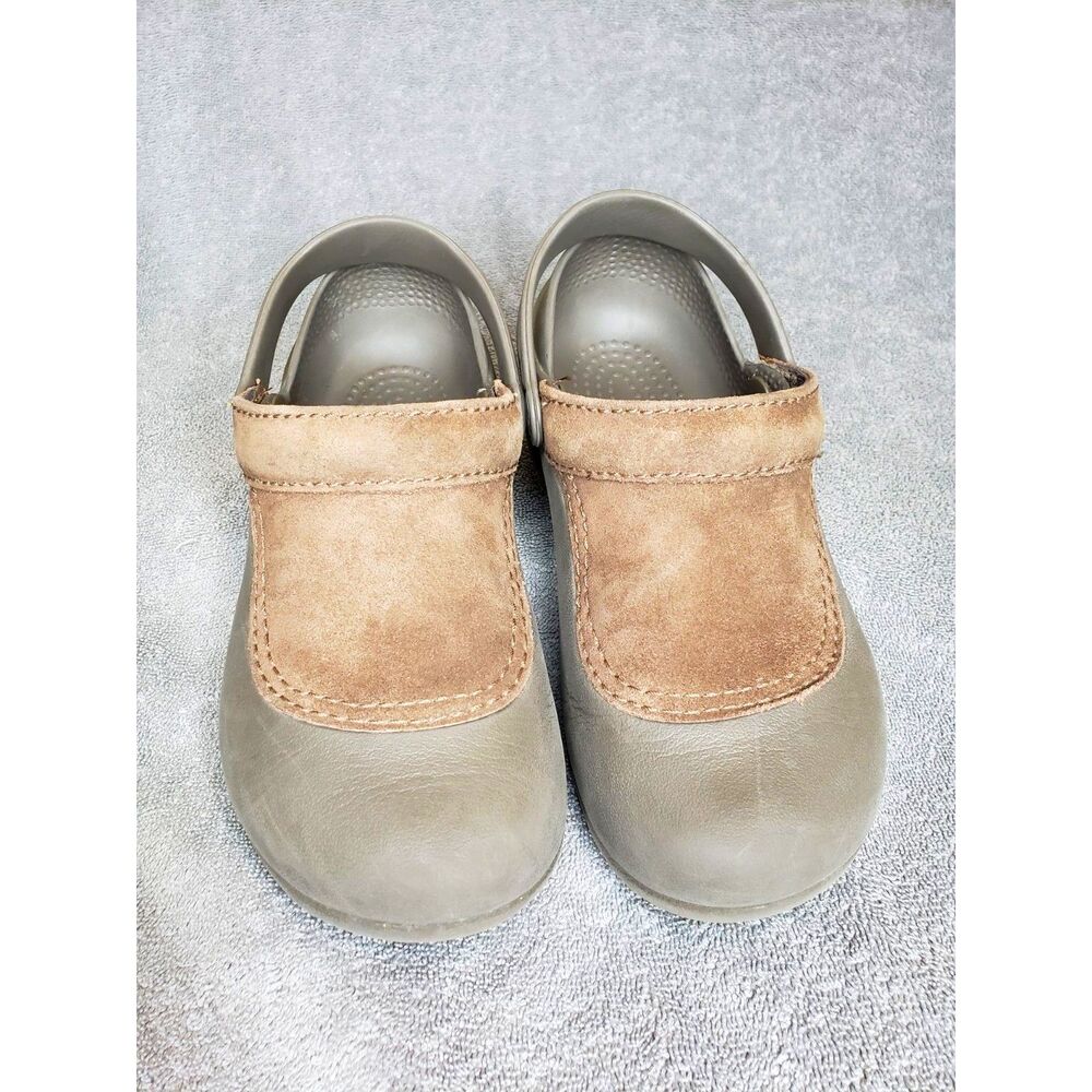 Crocs Womens Shoes Size 7 Brown Suede Rubber Slingback Slip On Comfort Gardening